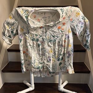 Laura Ashley Floral Blouse - White with Multicolor Accents